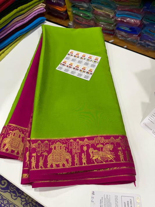 Mysore silk sarees golden lace pattern