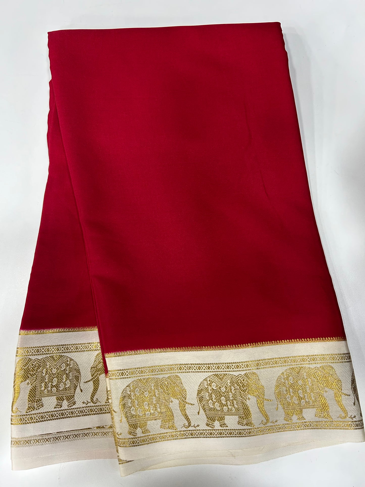 Elephant border contrast Mysore silk