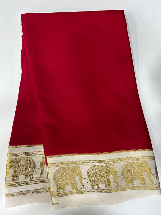 Elephant border contrast Mysore silk
