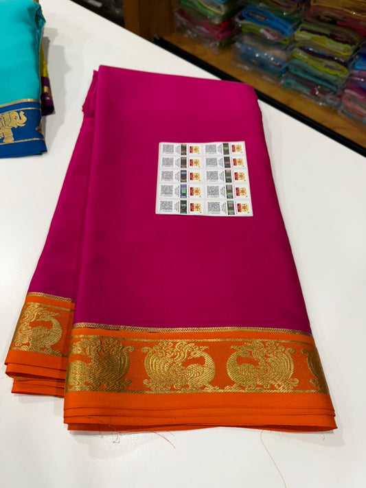 Mysore silk saree contrast pattern