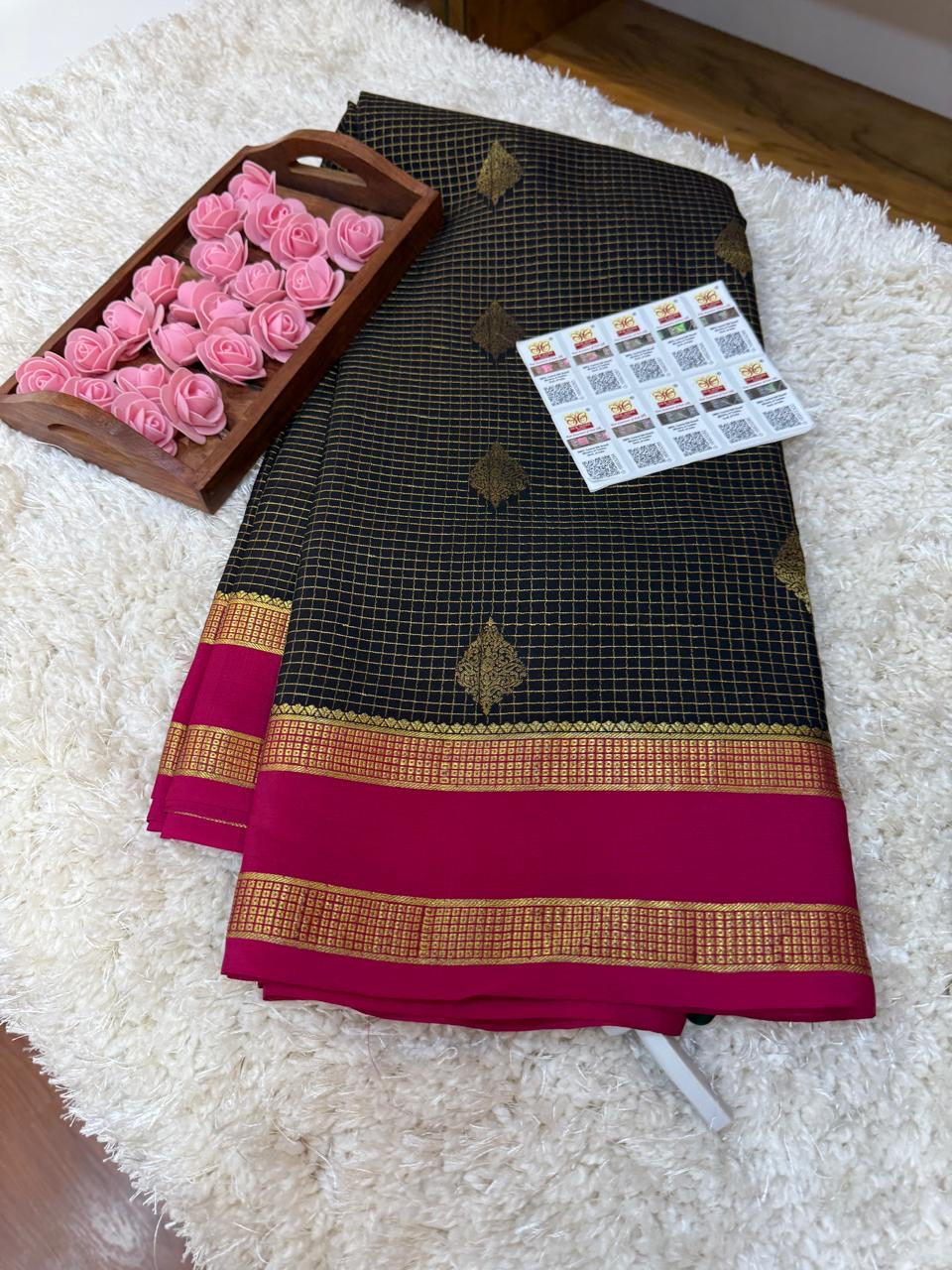 Mysore silk sarees checks pattern