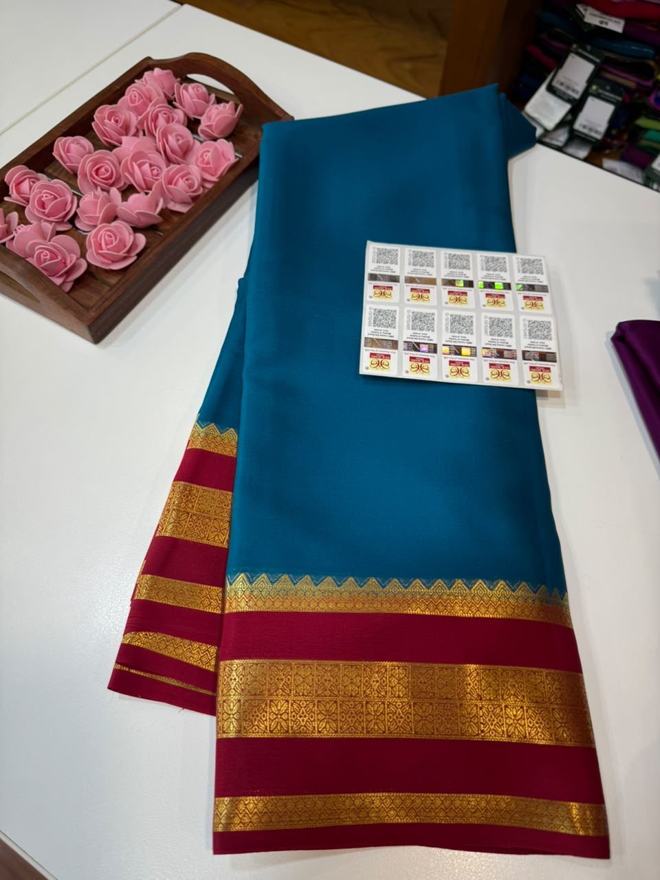 Mysore silk saree light weight pattern