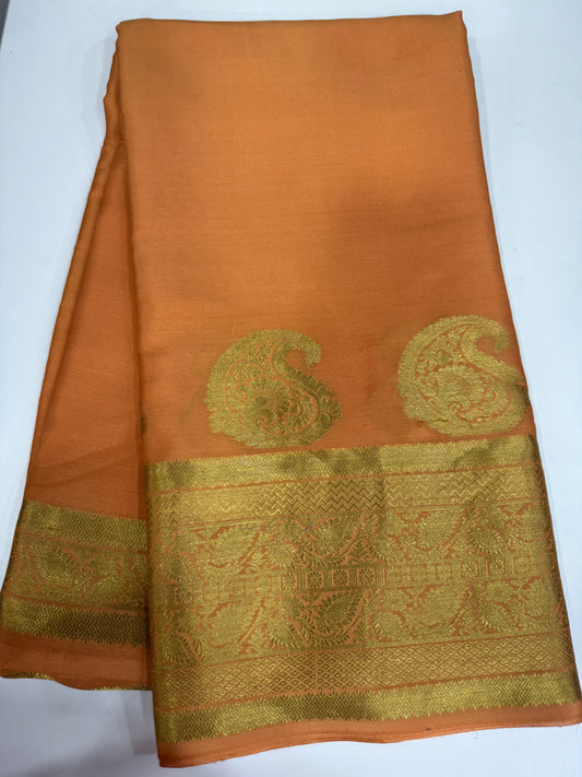 Mango motif peacock border with rich pallu