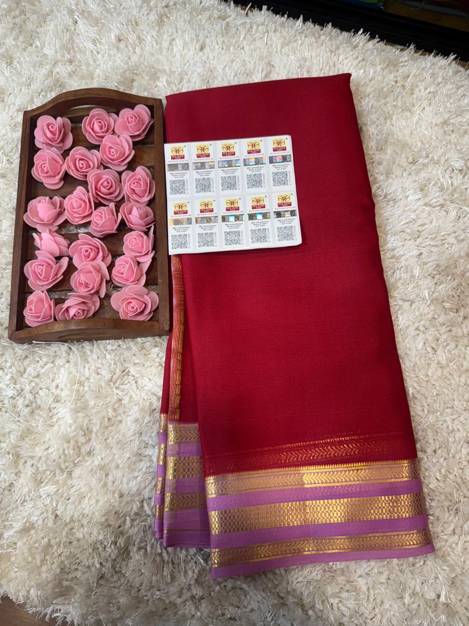 Mysore silk sarees light weight pattern