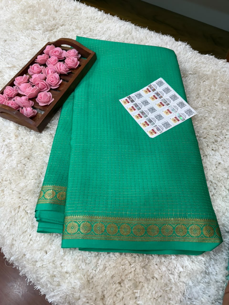 Mysore silk sarees self checks pattern