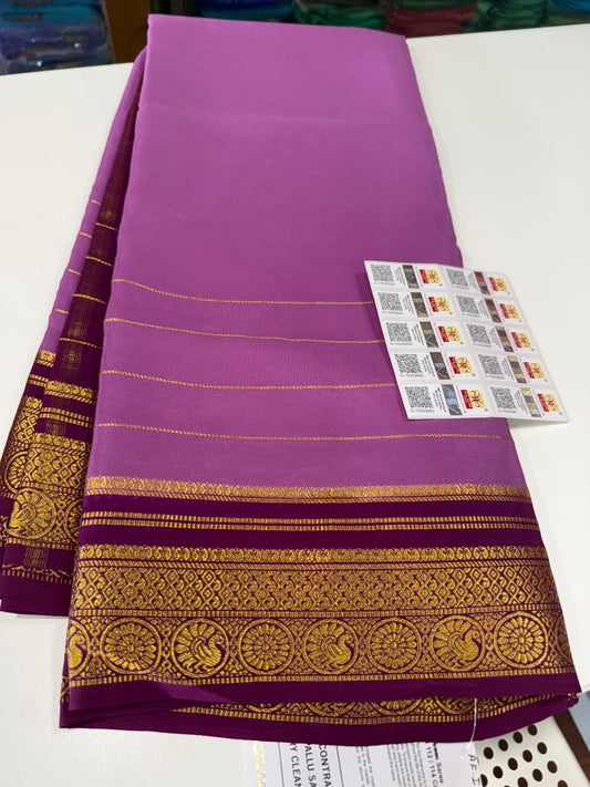 Mysore silk saree gold lace zari pattern