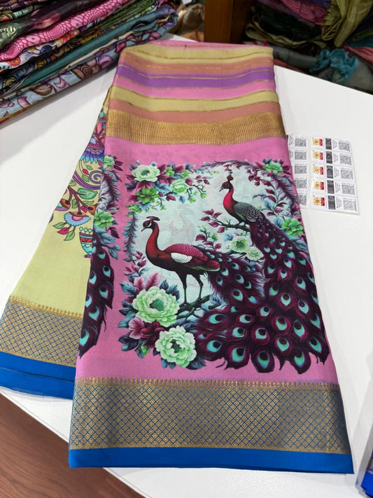 😍Digital print mysore silk sarees 😍