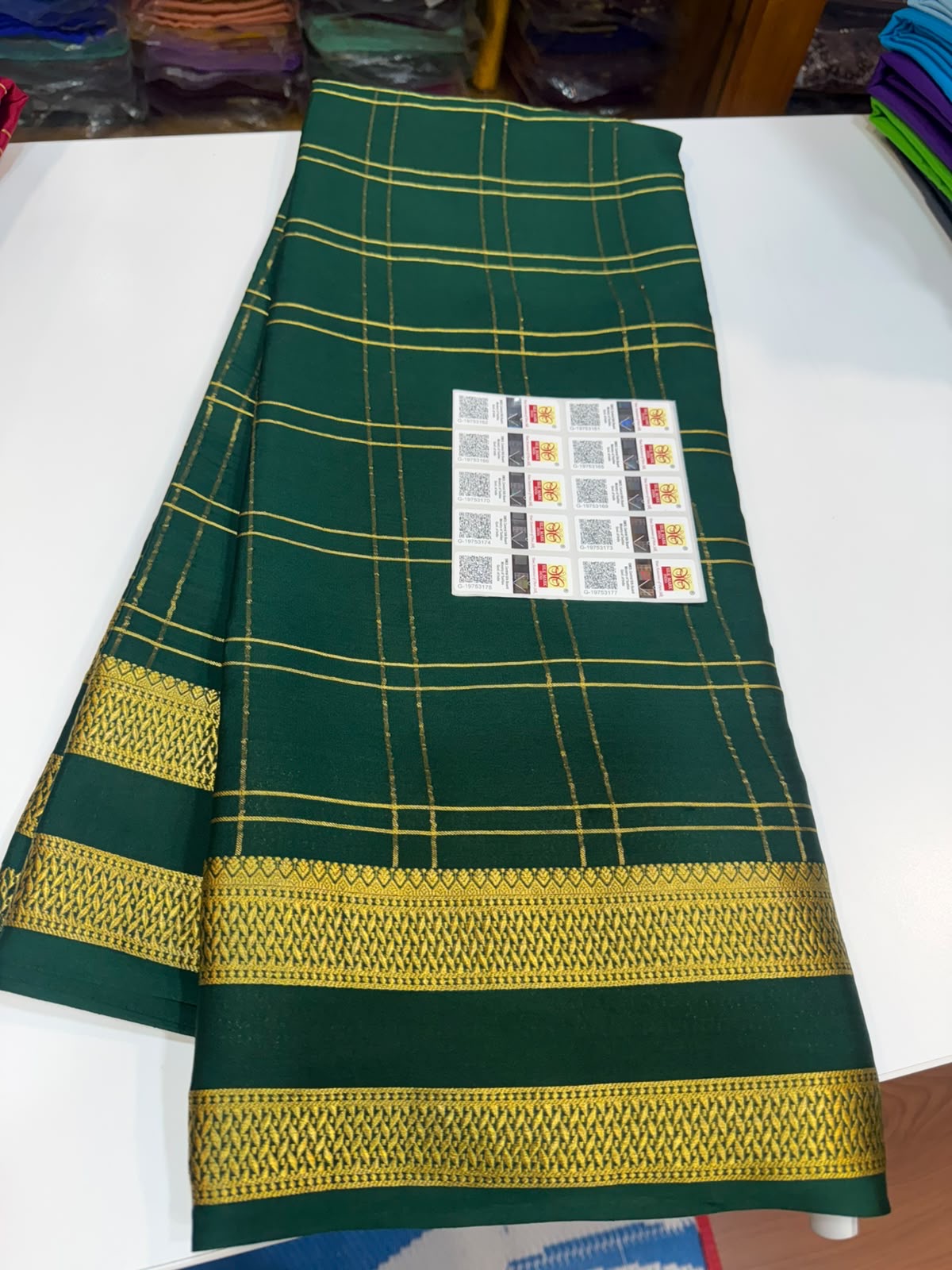 Mysore silk sarees self checks pattern