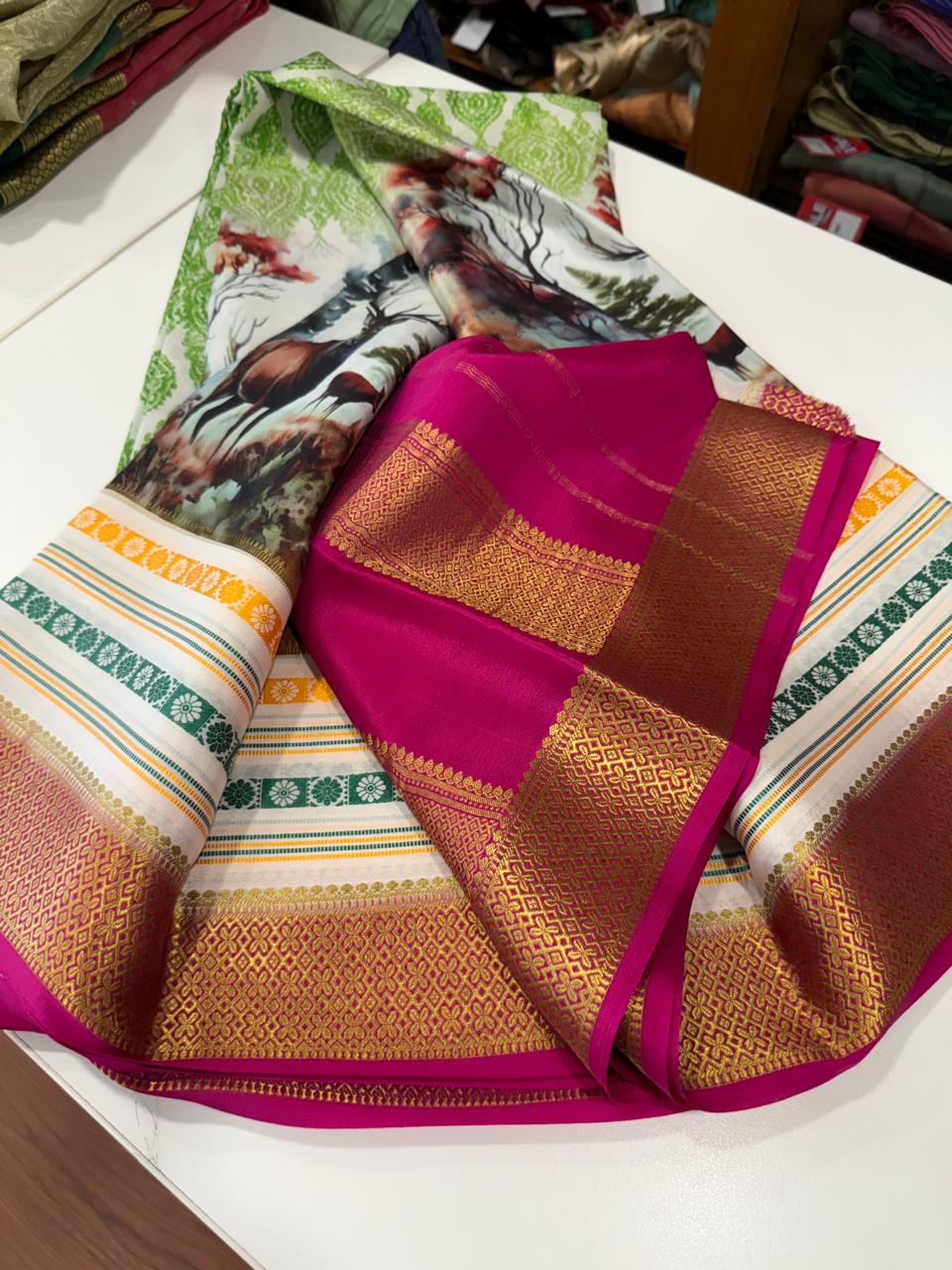 😍Digital print mysore silk sarees 😍