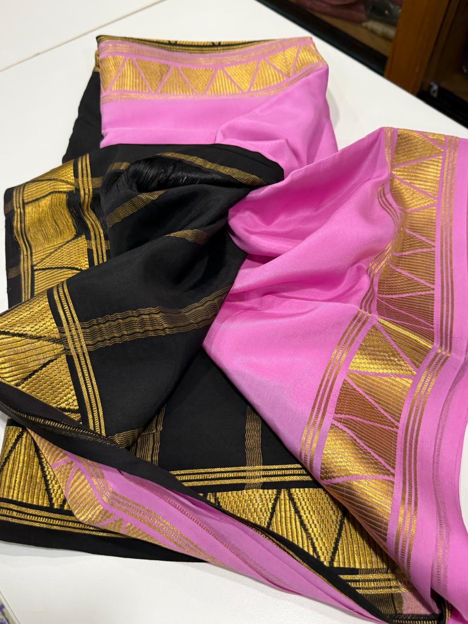 Half n Half pattern Mysore silk Saress
