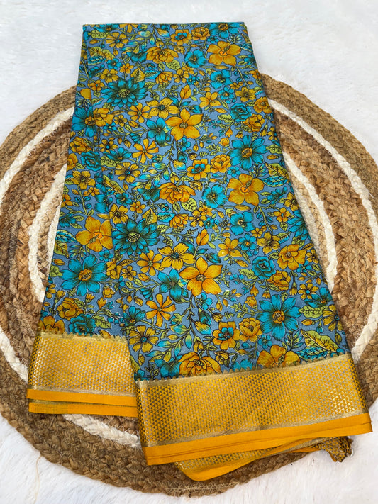 Floral print Mysore silk