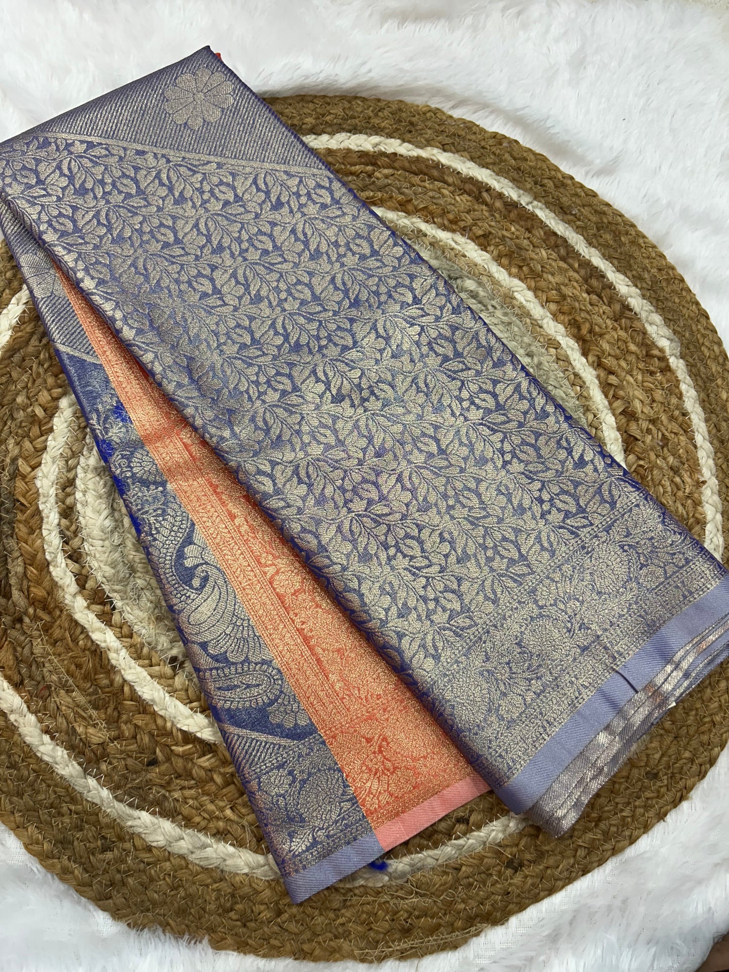 Semi silk floral Jacquard Saree