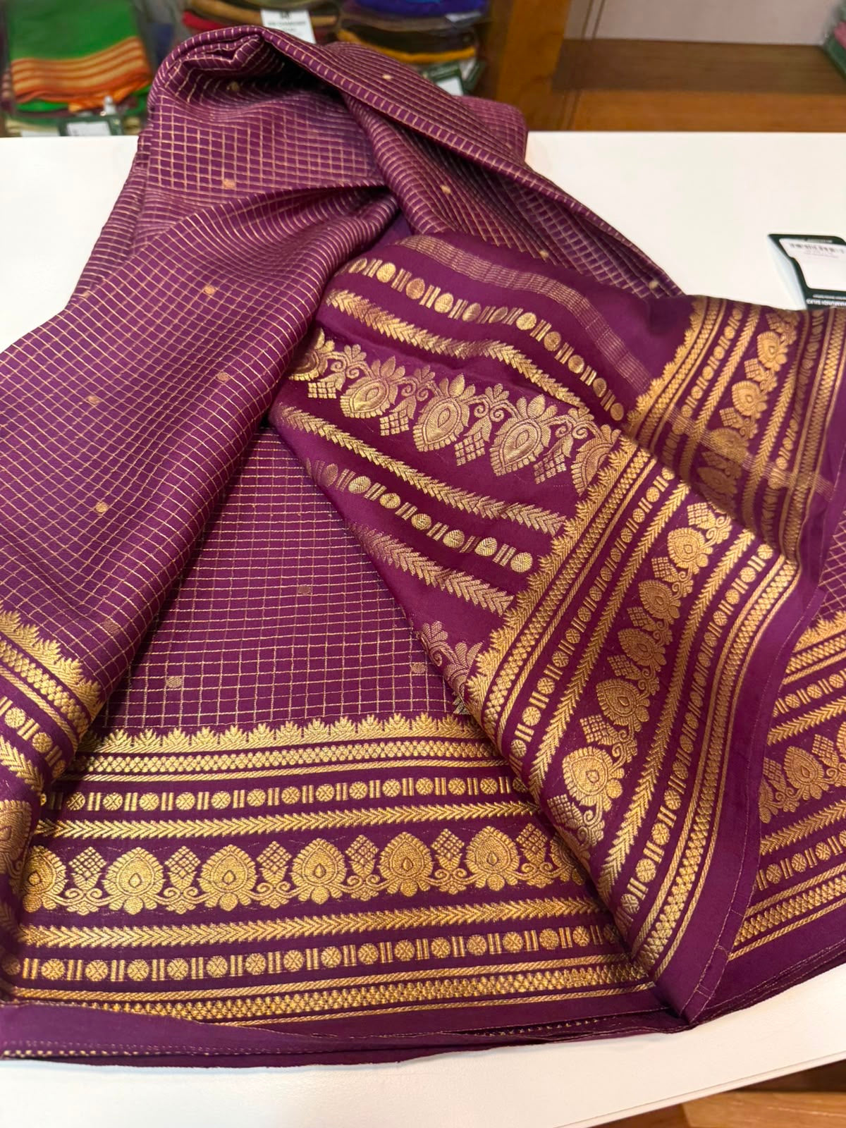 Mysore silk sarees checks pattern