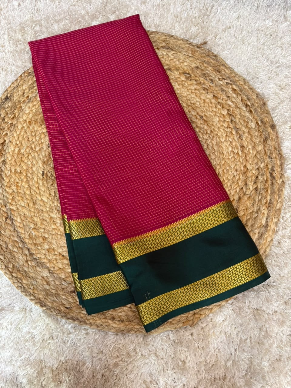 Mysore silk sarees checks pattern