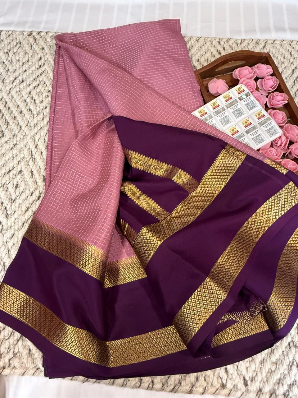 Mysore silk sarees checks pattern