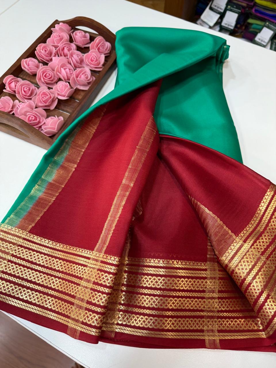 Mysore silk sarees light weight pattern