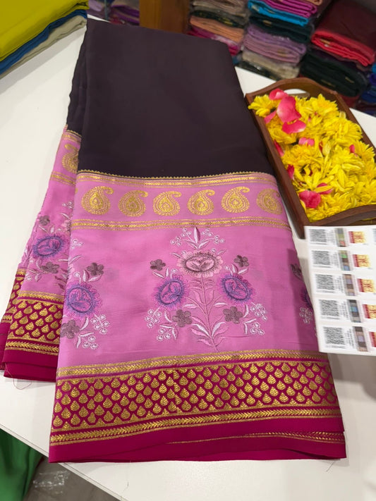 ❤️Embroidery  Mysore silk sarees  ❤️

❤️Traditional border with all  3D colors in embroidery pattern sarees ❤️