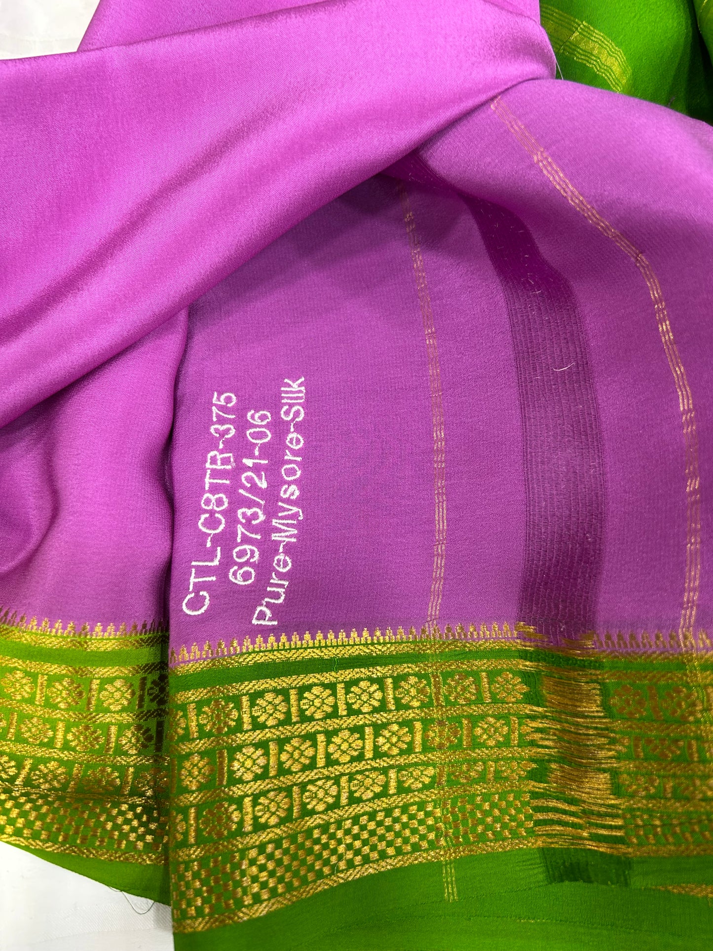 Gold lace Mysore silk saree