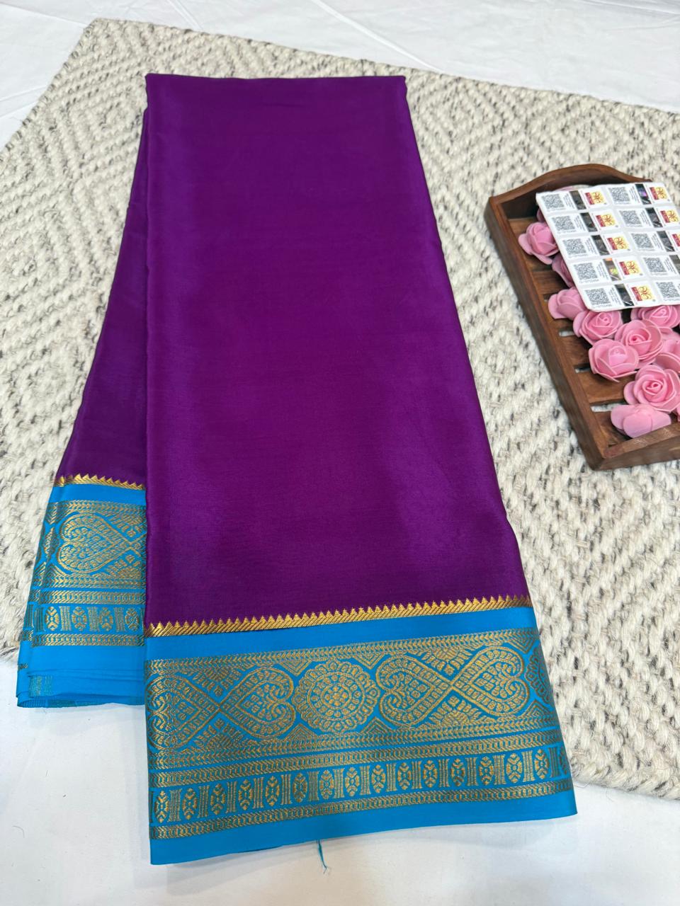 Mysore silk sarees contrast pattern