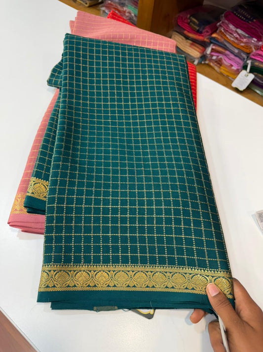 Mysore silk sarees checks pattern