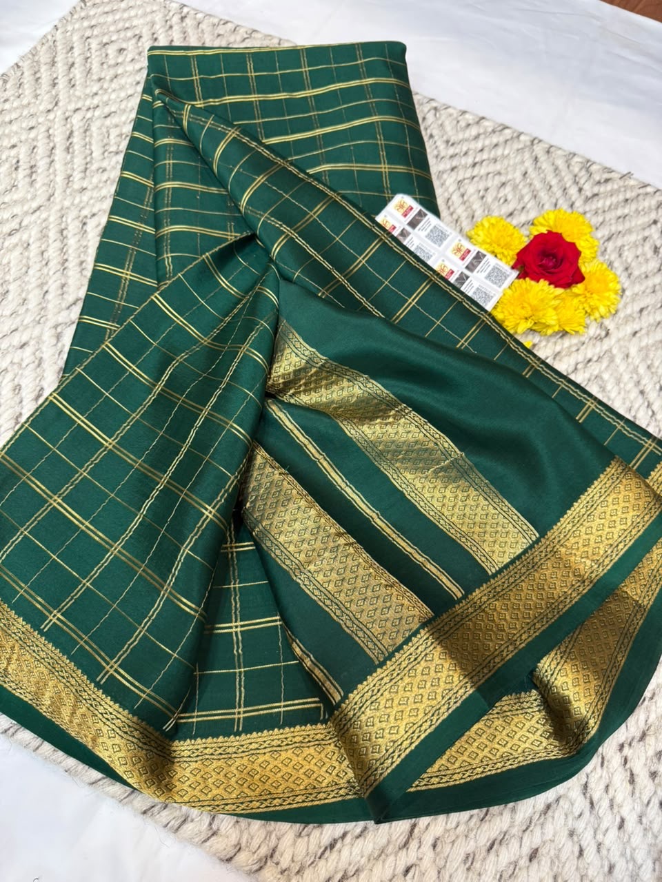 Mysore silk sarees checks pattern