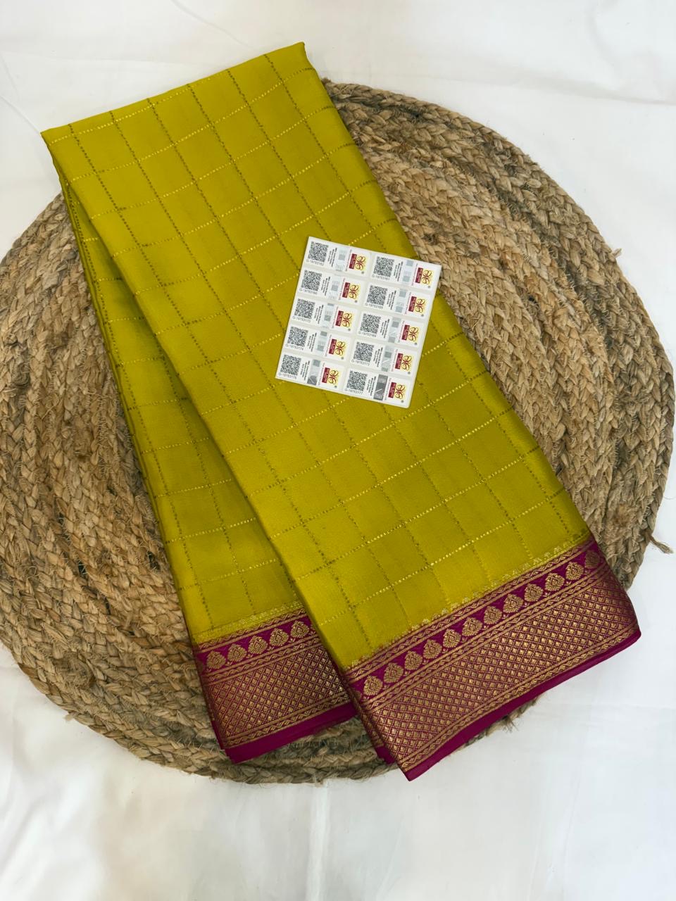 Mysore silk sarees contrast checks pattern