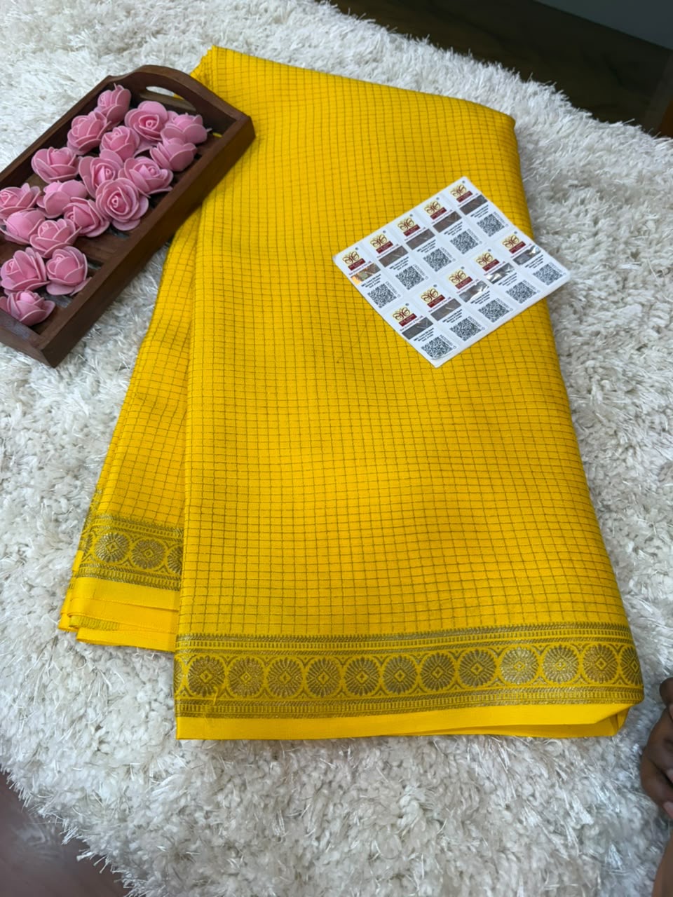 Mysore silk sarees self checks pattern