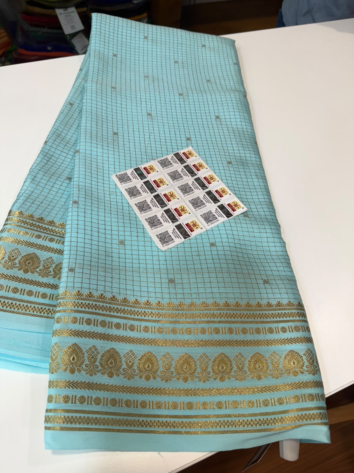 Mysore silk sarees checks pattern