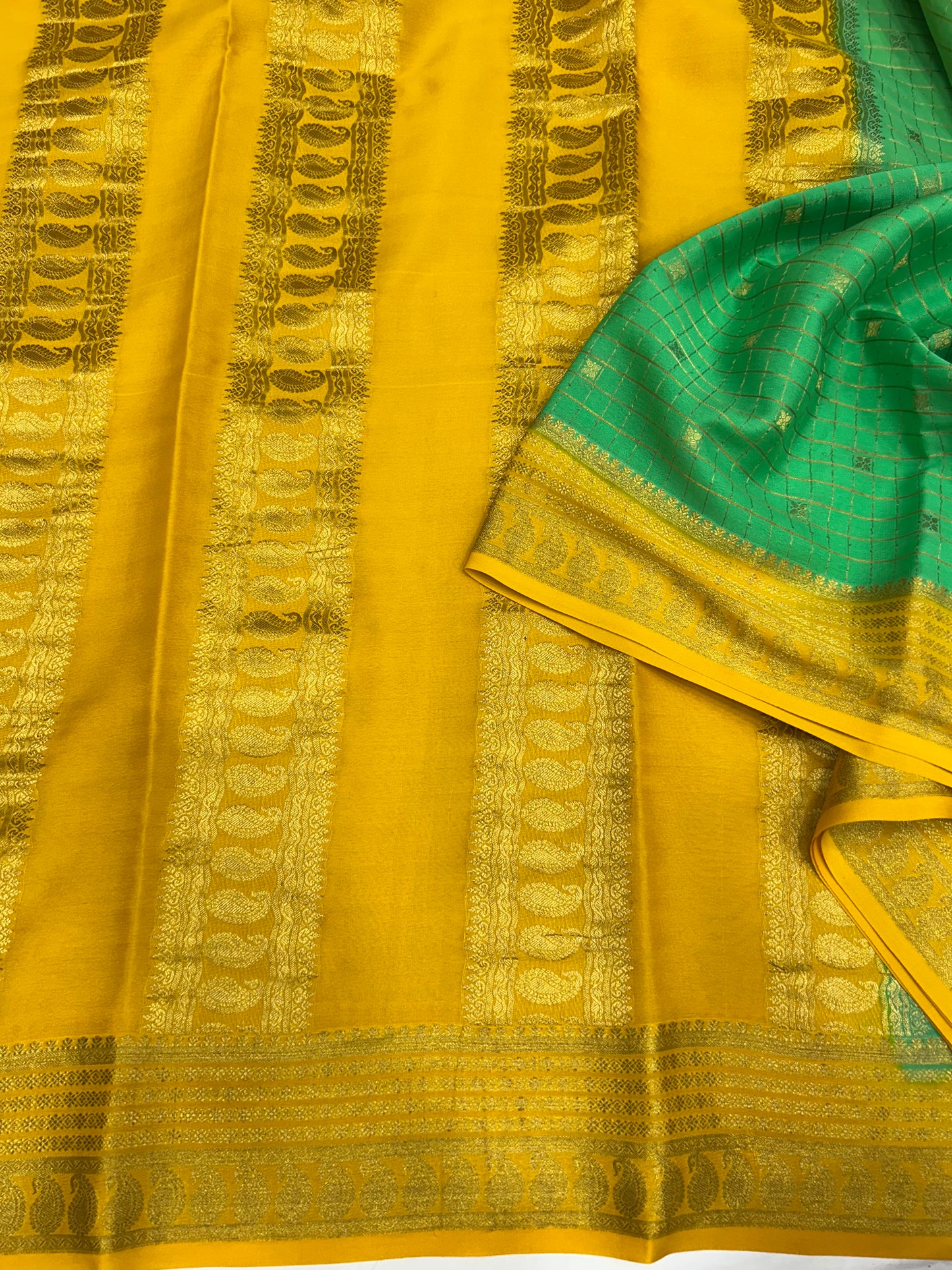 Mysore silk contrast checks
