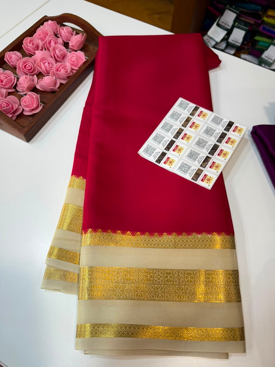 Mysore silk sarees light weight pattern
