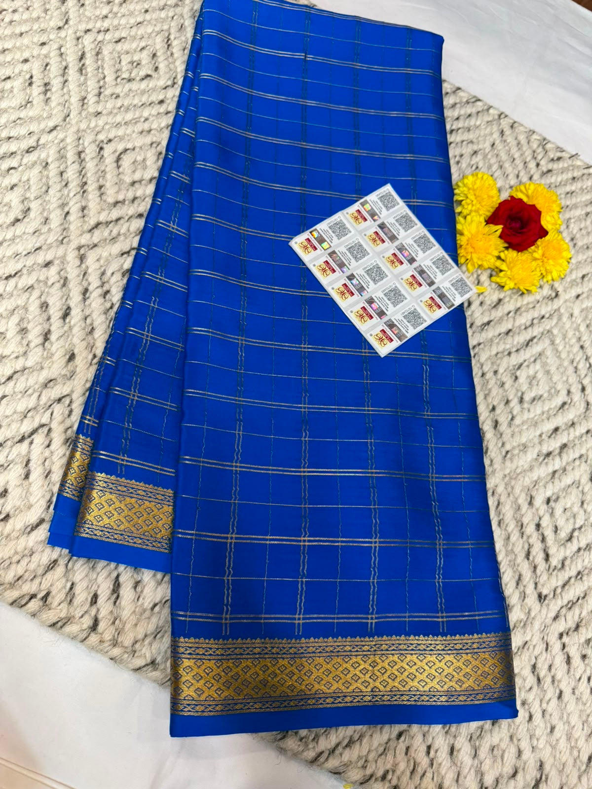 Mysore silk sarees checks pattern