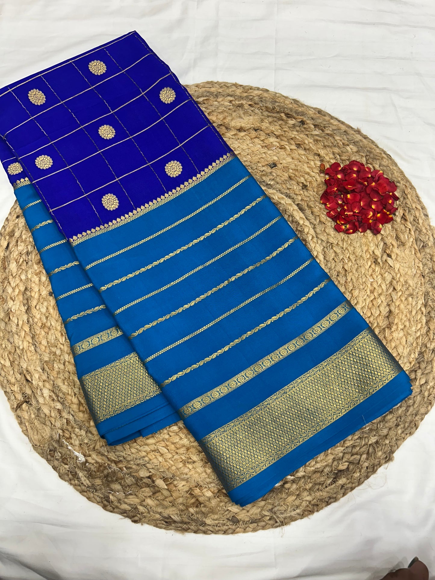 Mysore silk contrast checks butta
