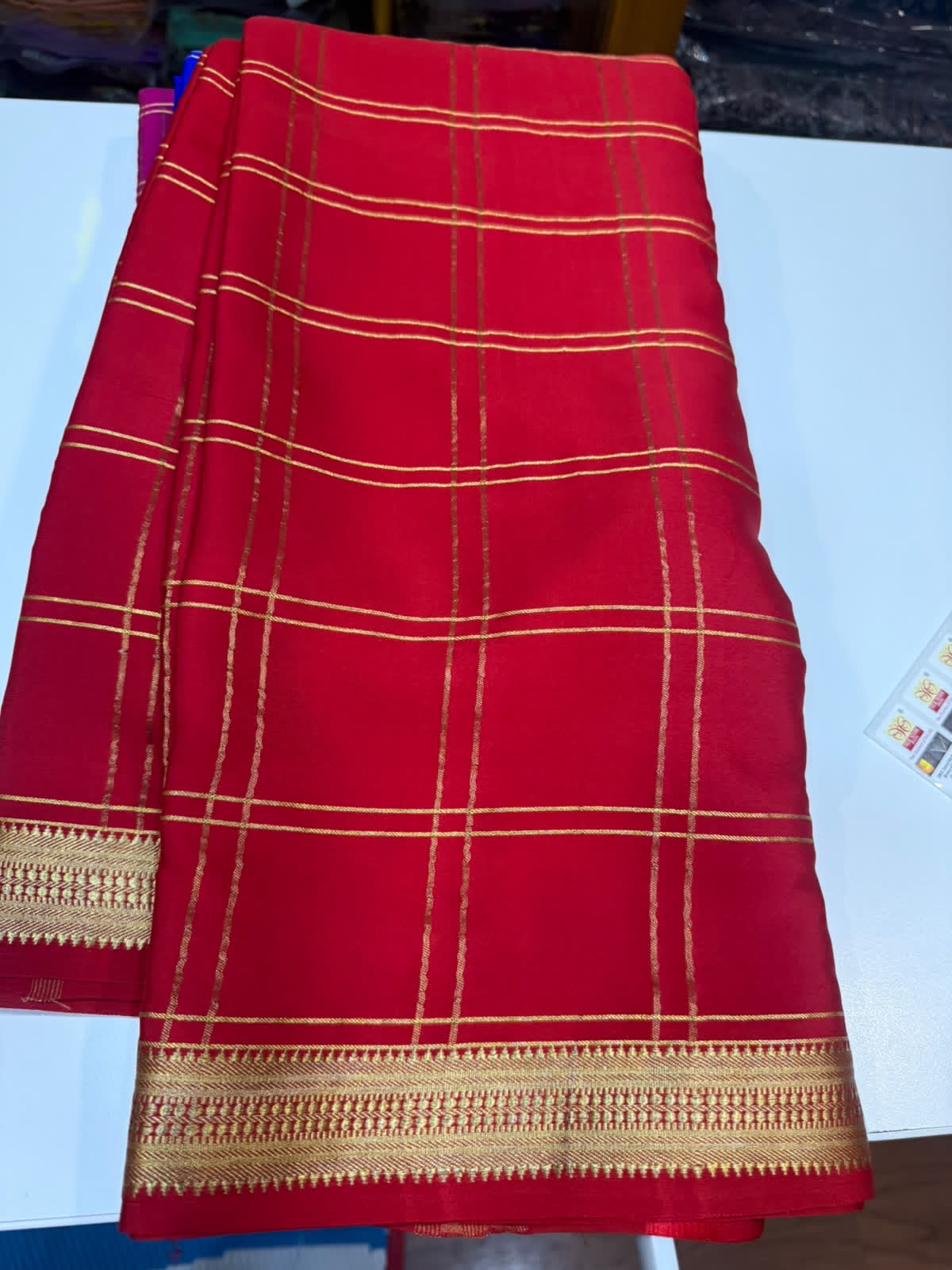 Mysore silk sarees self checks pattern