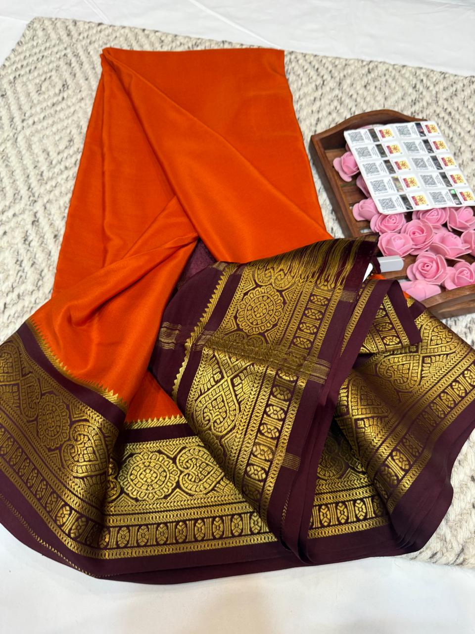 Mysore silk sarees contrast pattern
