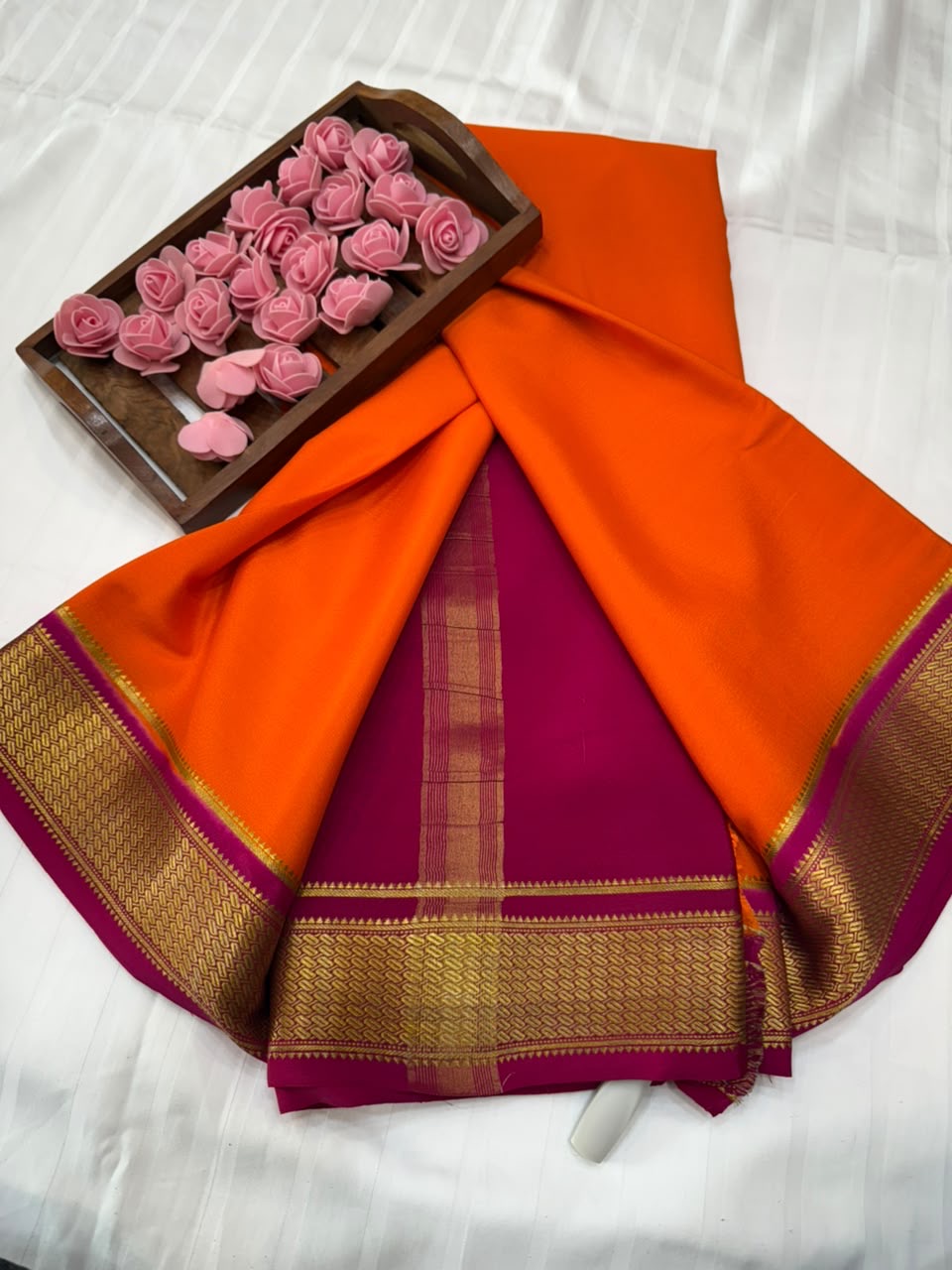 Mysore silk sarees contrast pattern