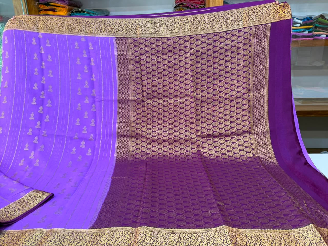 Mysore silk sarees contrast pattern