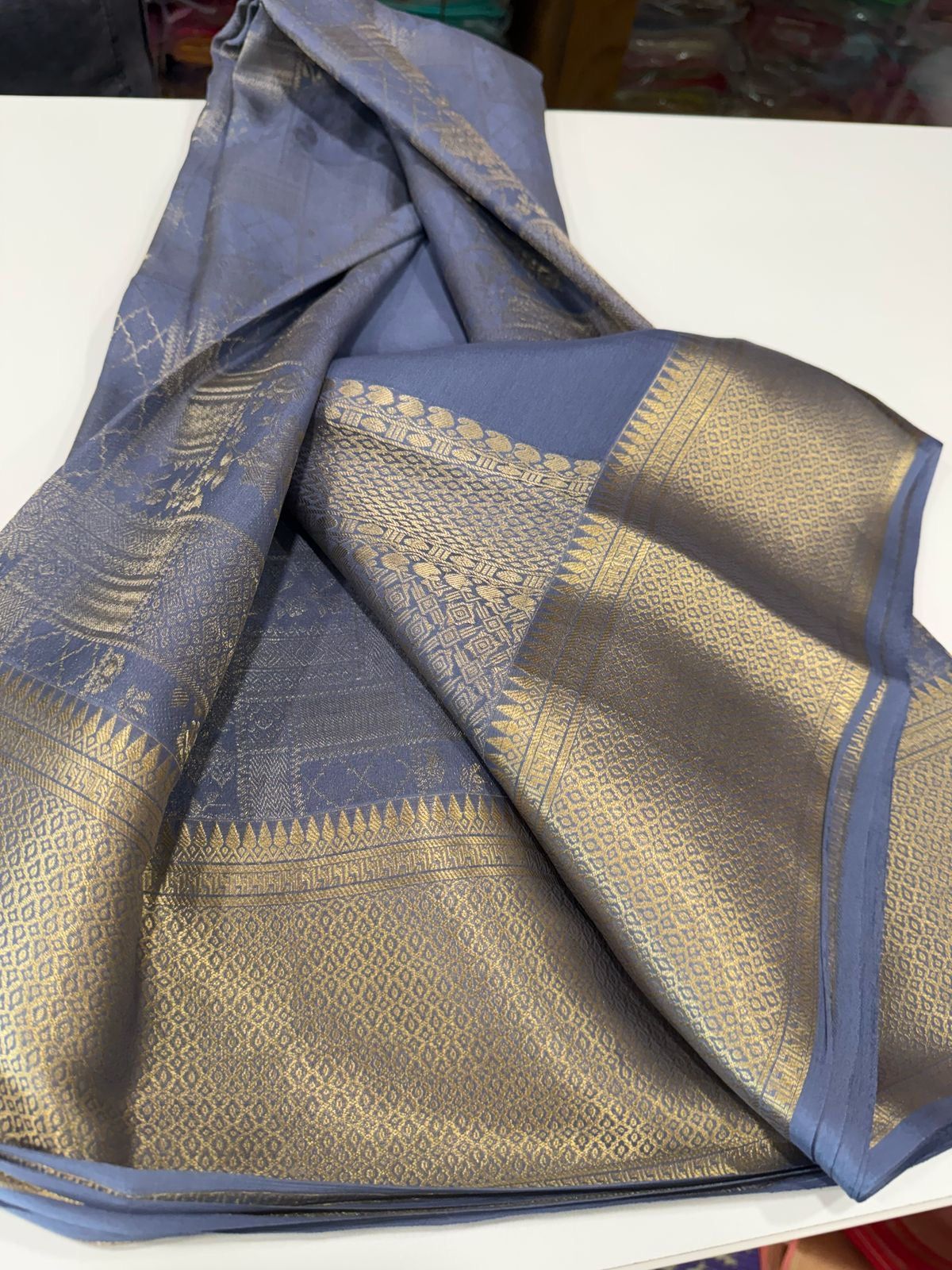 Beautiful Silk brocade fabric with zari