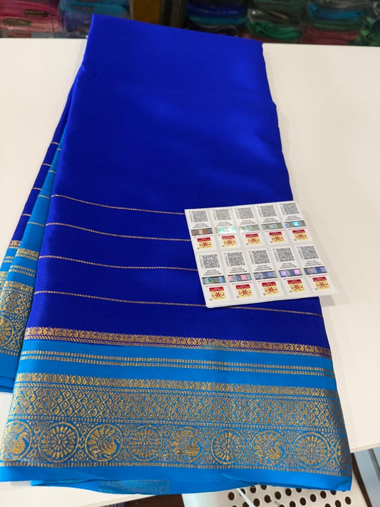 Mysore silk saree gold lace zari pattern