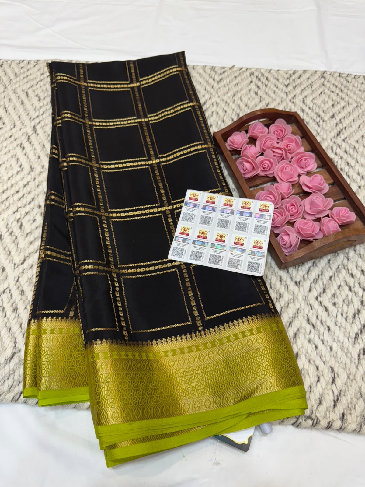 Mysore silk sarees checks pattern