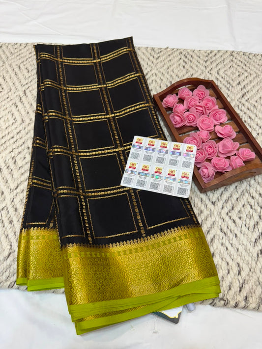 Mysore silk sarees checks pattern