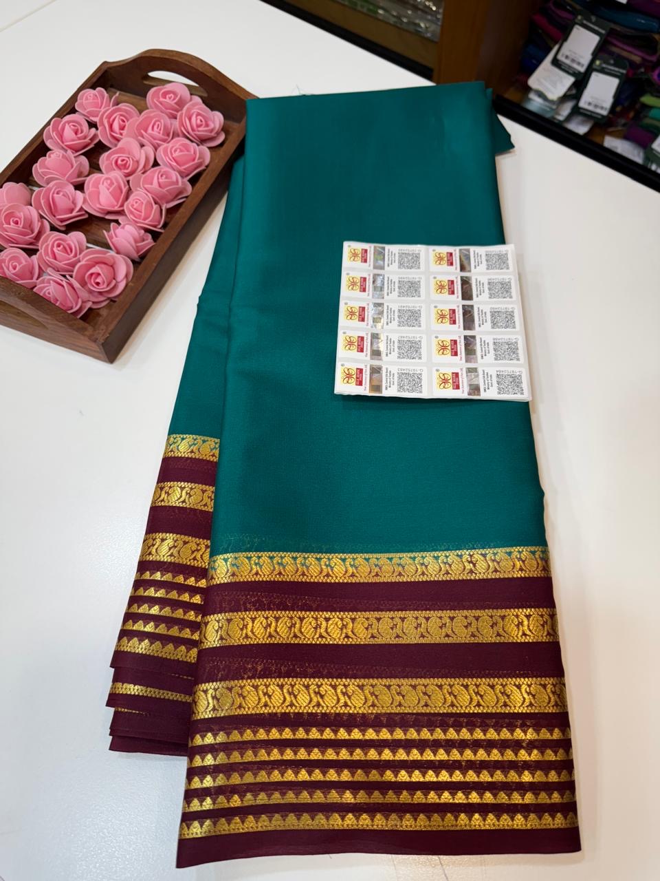 Mysore silk sarees light weight pattern