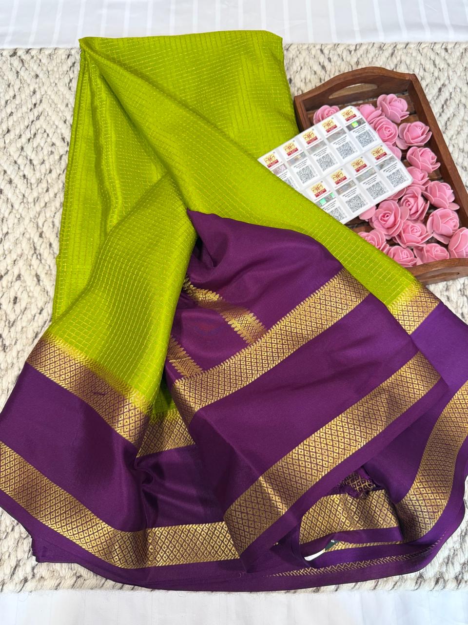 Mysore silk sarees checks pattern