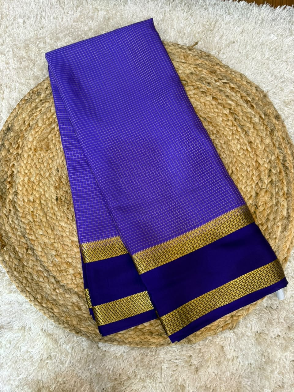 Mysore silk sarees checks pattern