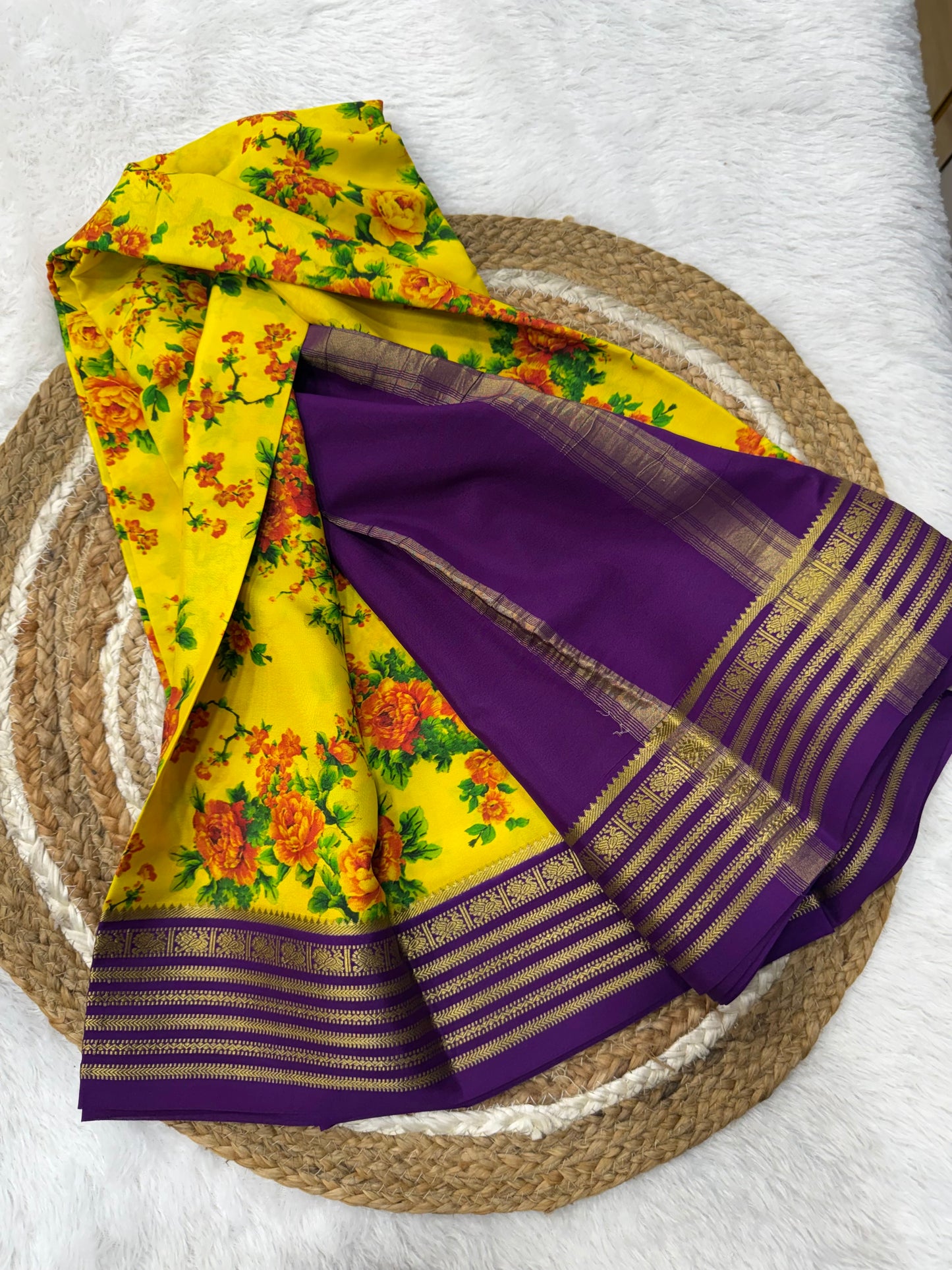 Printed Mysore silk saree