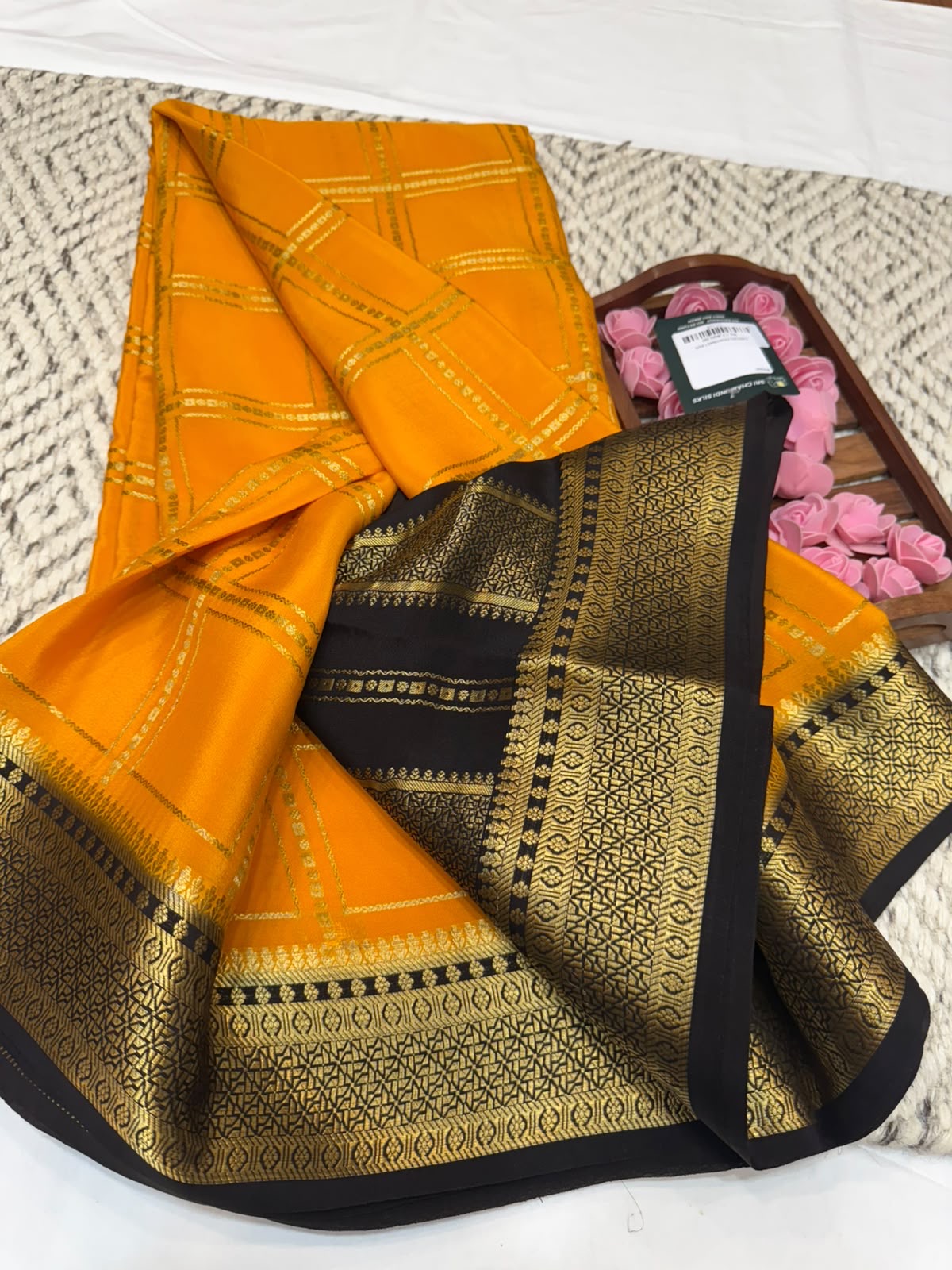 Mysore silk sarees checks pattern