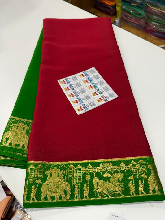 Mysore silk sarees golden lace pattern