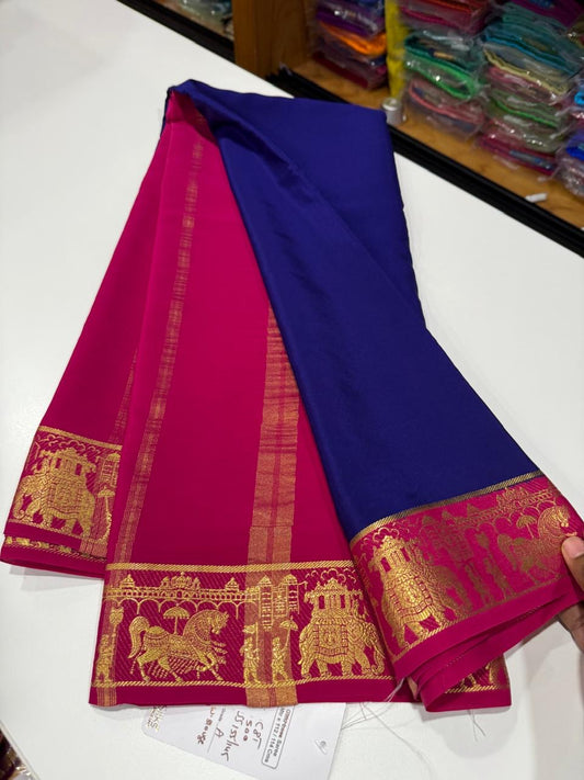Mysore silk sarees golden lace pattern