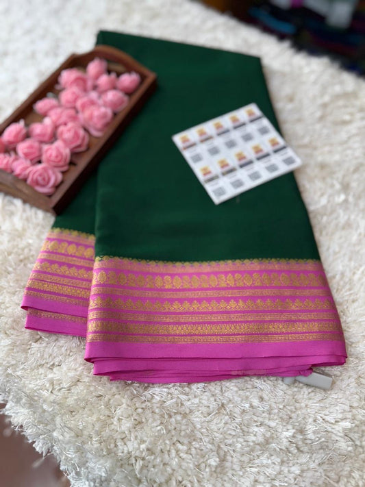 Mysore silk sarees contrast pattern