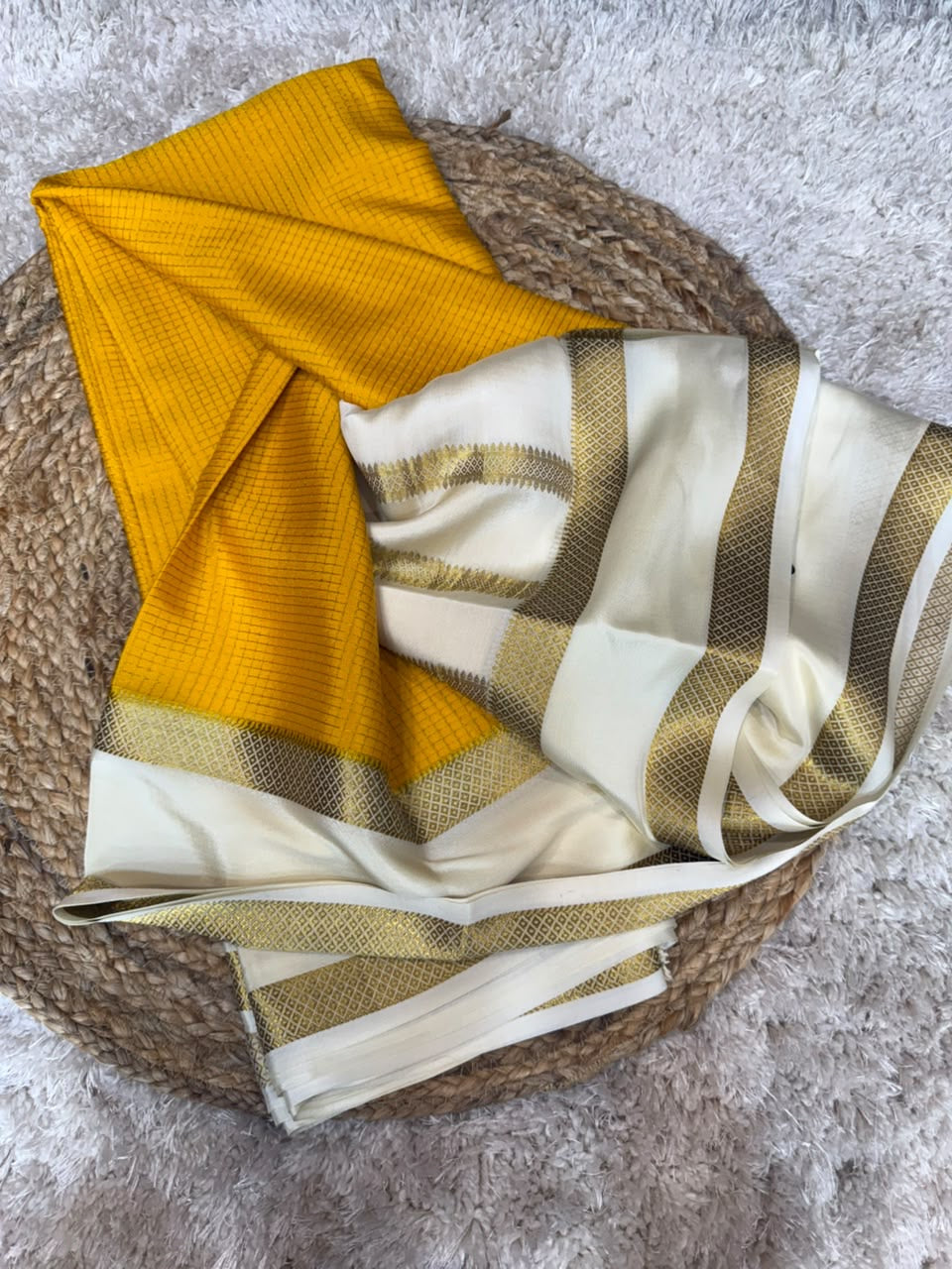 Mysore silk sarees checks pattern