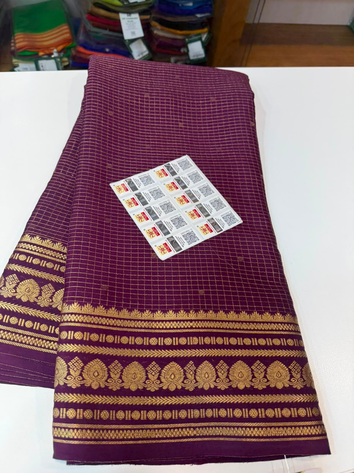 Mysore silk sarees checks pattern